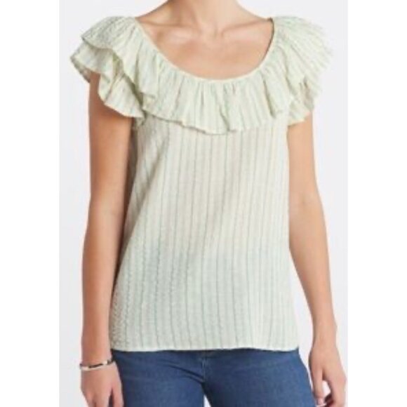 Madison & Berkeley Tops - Madison & Berkeley Women's Ruffle Stripe Top Sz M Boho Off Shoulder Flowy Blouse